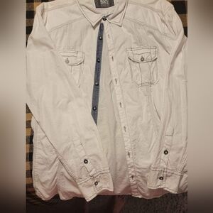 Men's BKE Athletic Fit Size L White/Blue Shirt